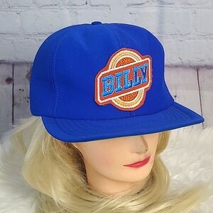 Vintage 90s Billy Beer Embroidered Logo Navy Blue Adjustable Snapback Hat Cap